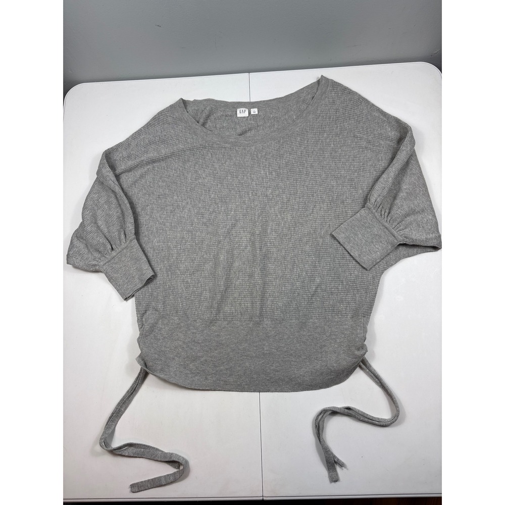 Gap Grey‎ Ribbed Silk Blend Dolman Sleeve Side Tie Sweater Womens Large